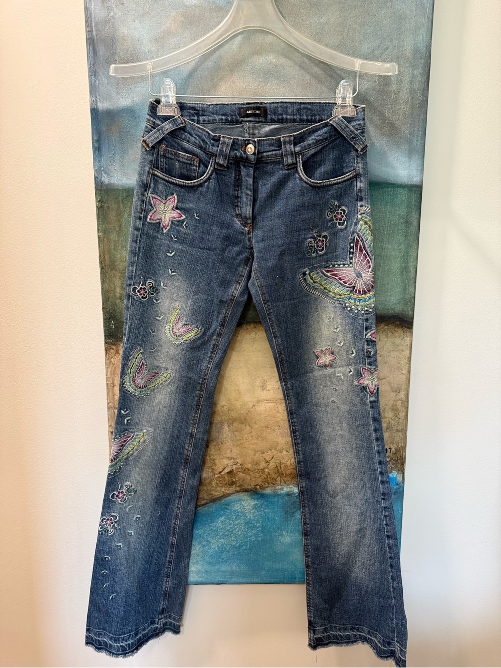 ARTTOME ART To ME Floral Embroidered Blue Women's Jeans